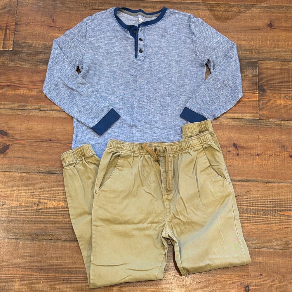 Old Navy Blue and Gray Henley Shirt